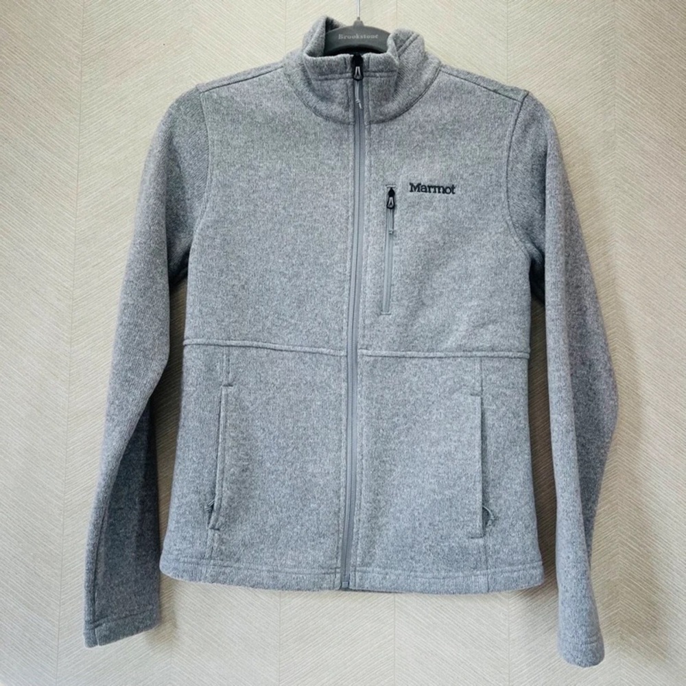 Marmot Light Gray Full-Zip Teddy Fleece Jacket